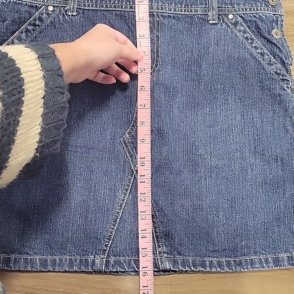 Tommy Hilfiger-Vintage 90s Denim Jean Skirt overalls-Size 8 - Picture 16 of 17